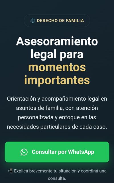 Ejemplo de página web para abogado de familia con botón de WhatsApp