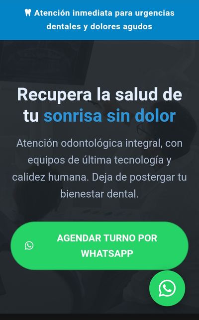 Ejemplo de página web para odontólogo con botón de WhatsApp