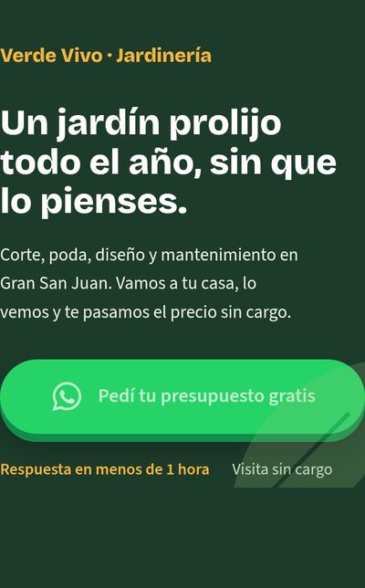 Ejemplo de página web para jardinero con botón de WhatsApp