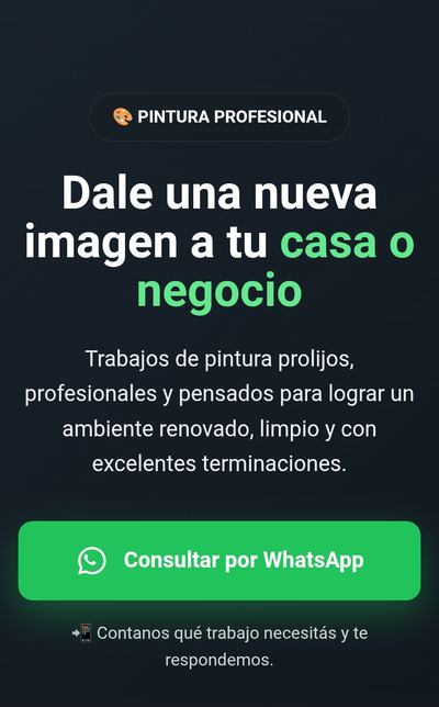 Ejemplo de página web para pintor con botón de WhatsApp